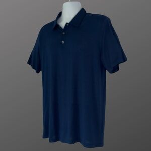 Theory Men’s Bron Navy Band Stripe Polo Shirt Size Large Modal Blend